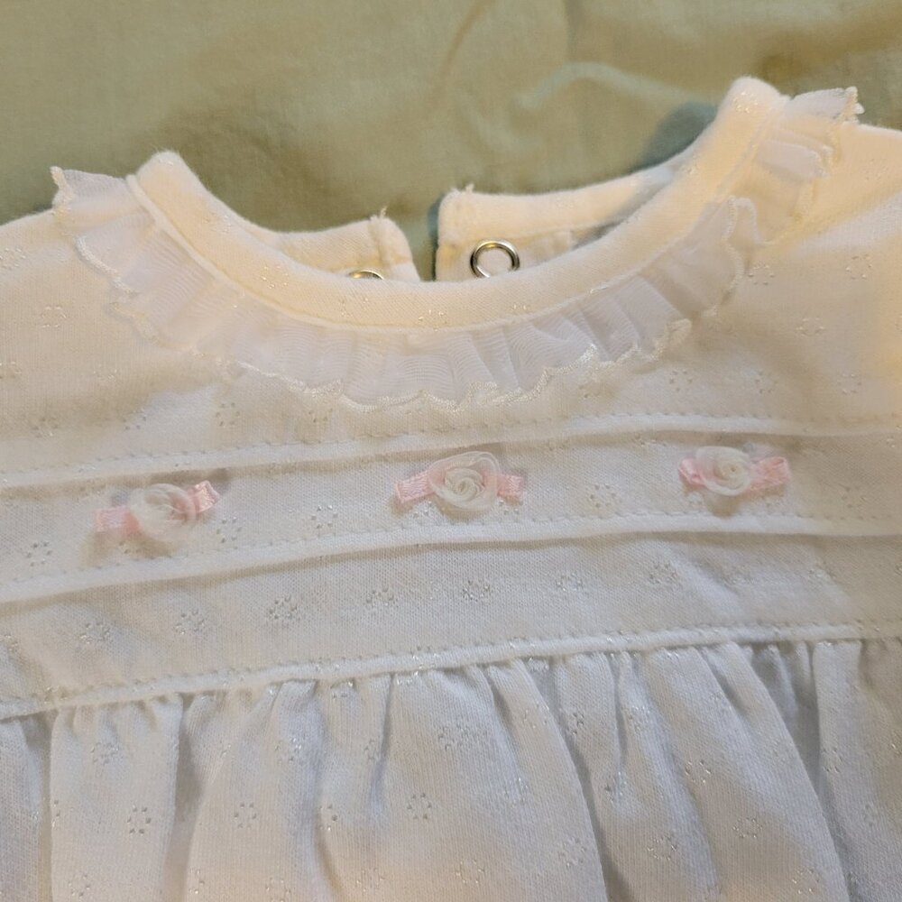 Short Sleeved White and Pink One Piece Outfit
